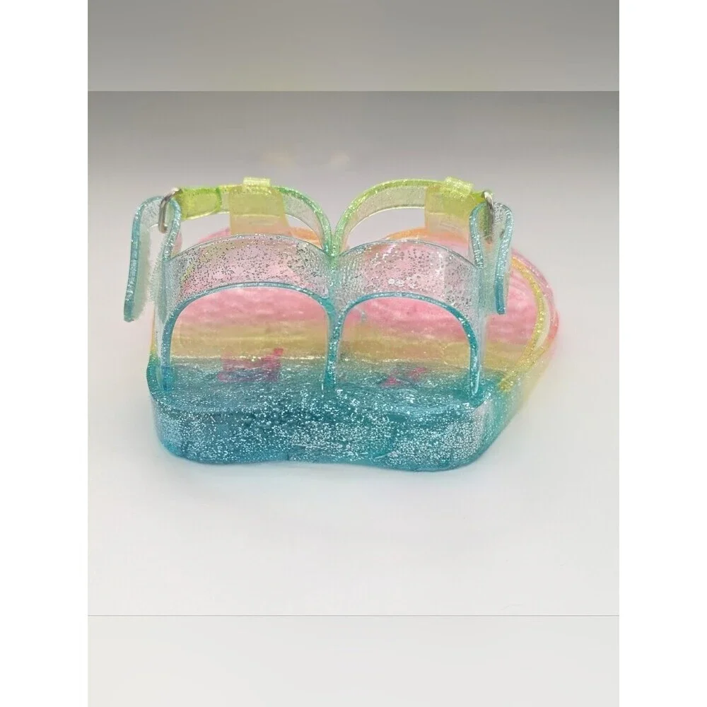 OshKosh B'gosh Baby (Size 4) Glitter Jelly Sandals in Pastel Rainbow Colors